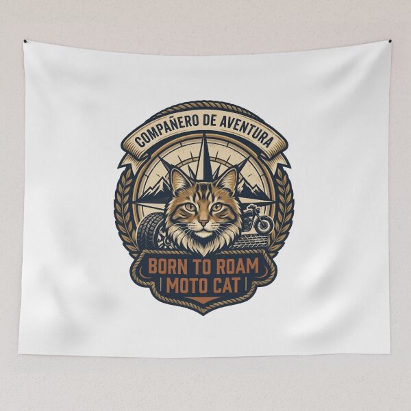 Item preview, Adventure Biker Cat Emblem - Motorcycle Companion Cat Sticker designed and sold by EfectoCreativo.