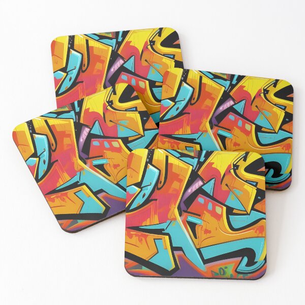 Item preview, Golden Yellow & Tangerine Wildstyle - Cyan Blue Street Mural | 100 designed and sold by City Graffix Design Co..