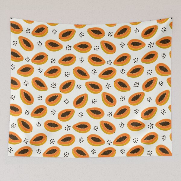 Aperçu de l'œuvre Motif sans couture tropical de papaye mignonne créée et vendue par teeperfect.