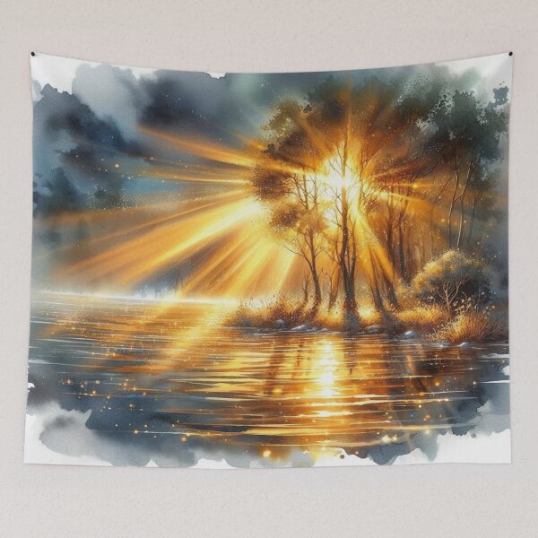 Item preview, Golden reflections on the water in autumn: Magical moments by the water designed and sold by FotoworldEdel.