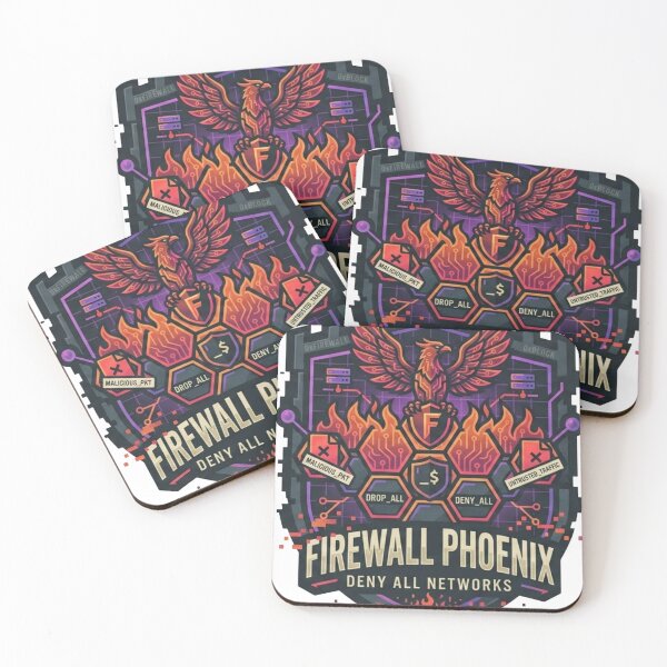 Item preview, Firewall Phoenix Deny All Networks Cyber Defense Badge designed and sold by TechNexusPrints.