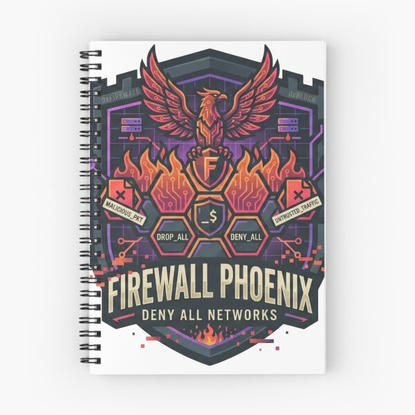 Item preview, Firewall Phoenix Deny All Networks Cyber Defense Badge designed and sold by TechNexusPrints.
