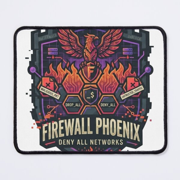 Item preview, Firewall Phoenix Deny All Networks Cyber Defense Badge designed and sold by TechNexusPrints.