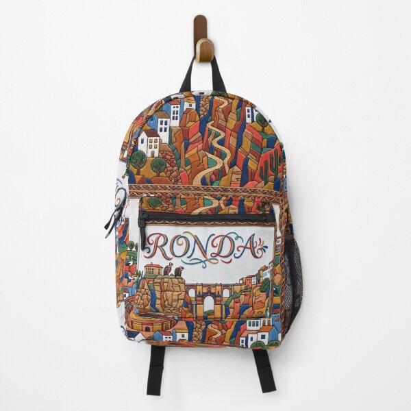 Item preview, Ronda Spain Embroidered Travel Art - Puente Nuevo & El Tajo Gorge Stitched Poster designed and sold by Witsprings.