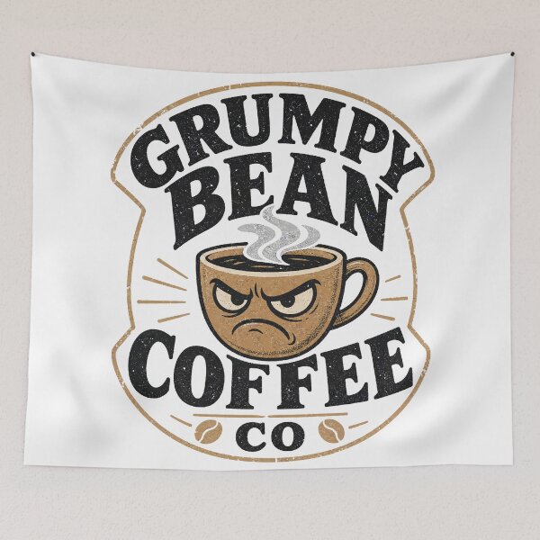 Item preview, Grumpy Bean Coffee Co - Funny Coffee Mascot Design designed and sold by Uglyandcute.