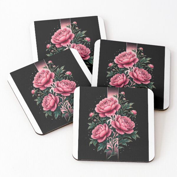 Artikelvorschau, Botanical Peonies on black entworfen und verkauft von CyberGlow Designs.