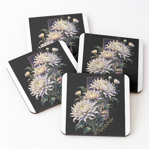 Artikelvorschau, Botanical Chrysanthemen on black entworfen und verkauft von CyberGlow Designs.