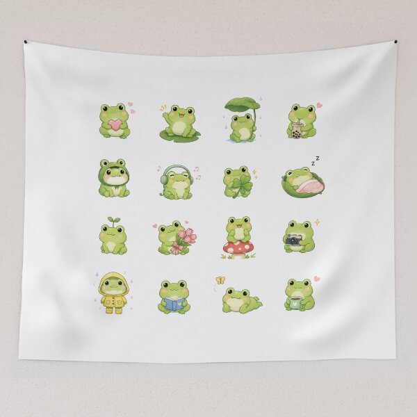 Item preview, Cute Kawaii Frog Chibi Character Sticker Pack for Digital Planning and Crafts designed and sold by Rehnair.