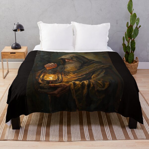 Item preview, Ancient Ascetic Prophet Full Moon Fine Art Canvas designed and sold by VintageManiac.