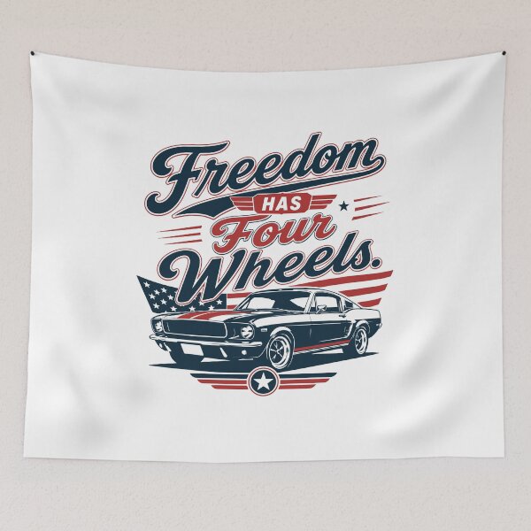 Item preview, Freedom Has Four Wheels - Retro Classic Car Americana designed and sold by pickmeupplz.