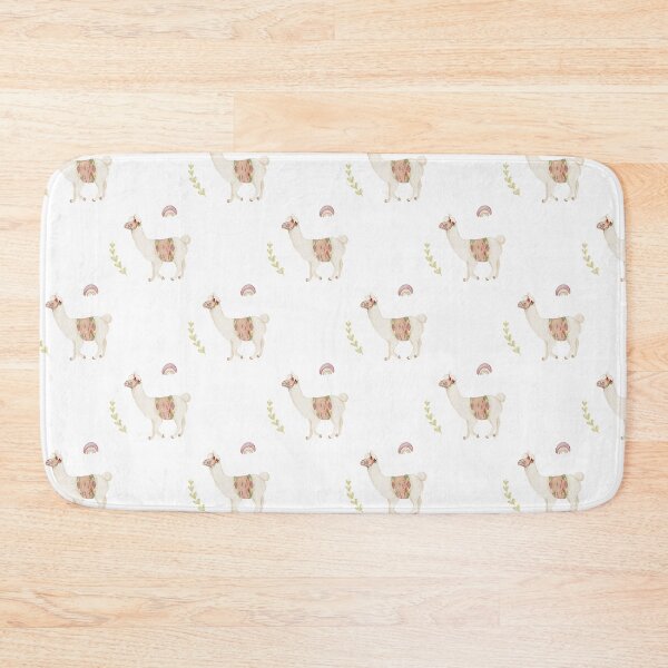 Item preview, Sweet Watercolor Llama with Pastel Rainbow White Boho Pattern designed and sold by svitlaarty.