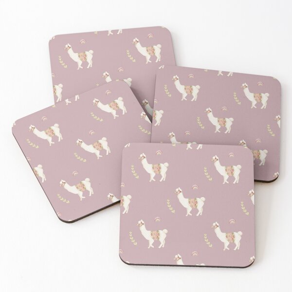 Item preview, Sweet Watercolor Llama with Pastel Rainbow Dusty Pink Pattern designed and sold by svitlaarty.