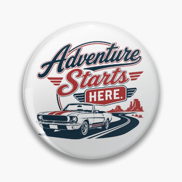Item preview, Adventure Starts Here - Retro Classic Car Road Trip designed and sold by pickmeupplz.
