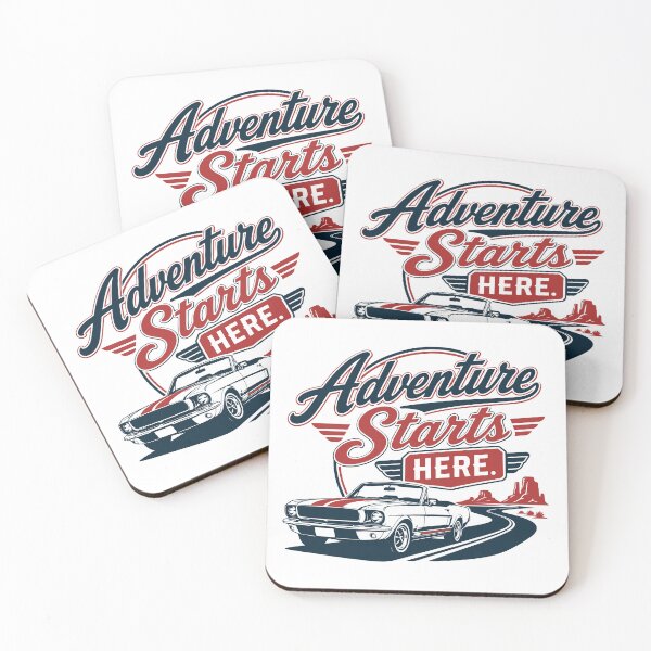 Item preview, Adventure Starts Here - Retro Classic Car Road Trip designed and sold by pickmeupplz.