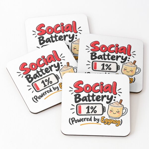 Item preview, Social Battery 1% Eggnog - Funny Introvert Christmas Holiday designed and sold by Fine Art California.
