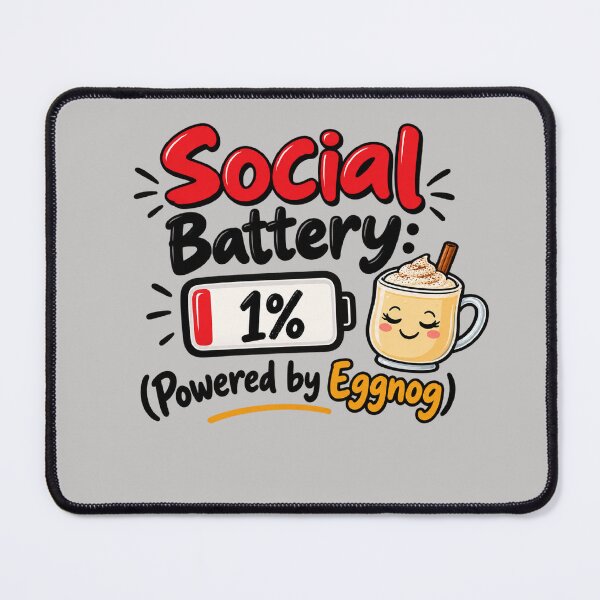Item preview, Social Battery 1% Eggnog - Funny Introvert Christmas Holiday designed and sold by Fine Art California.