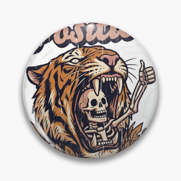 Item preview, Stay Positive Tiger Skeleton – Vintage Tattoo Style Art designed and sold by RON-FASHION.