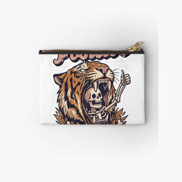 Item preview, Stay Positive Tiger Skeleton – Vintage Tattoo Style Art designed and sold by RON-FASHION.