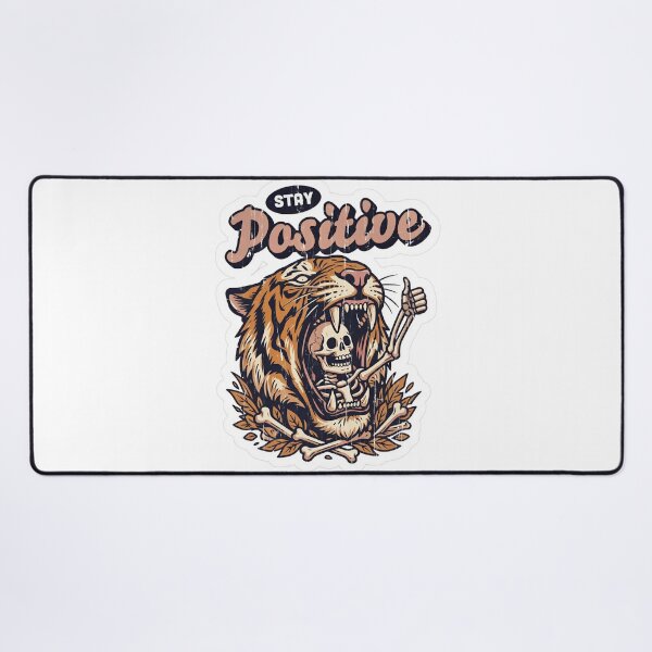Item preview, Stay Positive Tiger Skeleton – Vintage Tattoo Style Art designed and sold by RON-FASHION.