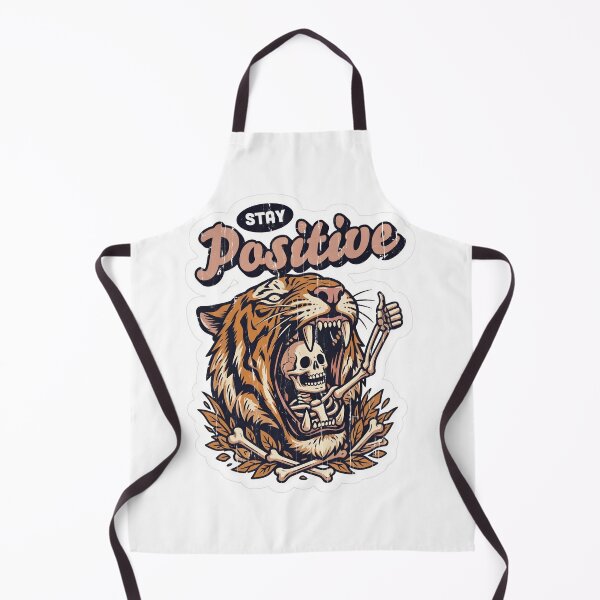 Item preview, Stay Positive Tiger Skeleton – Vintage Tattoo Style Art designed and sold by RON-FASHION.