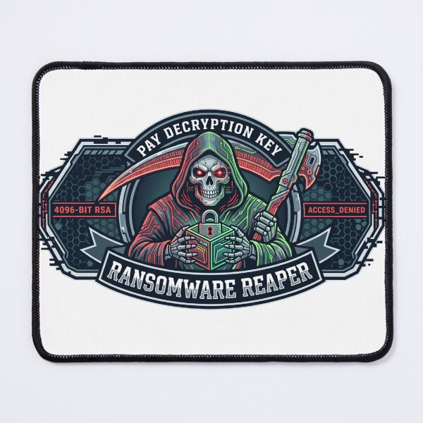 Item preview, Ransomware Reaper Decryption Key Cyber Threat Malware Analyst Badge designed and sold by TechNexusPrints.