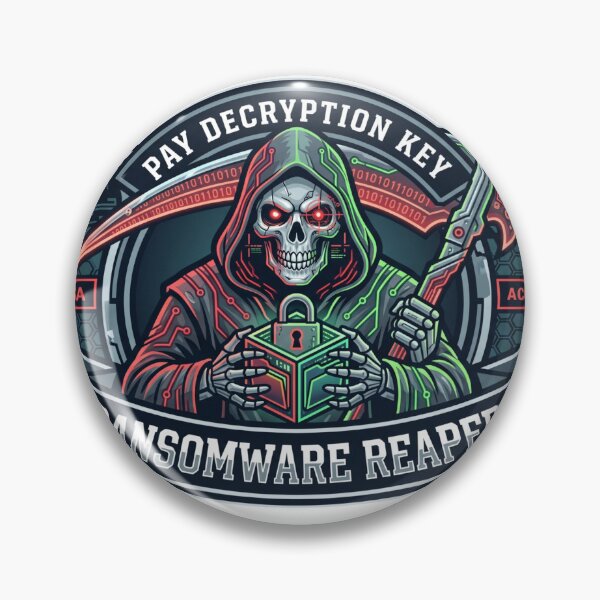 Item preview, Ransomware Reaper Decryption Key Cyber Threat Malware Analyst Badge designed and sold by TechNexusPrints.