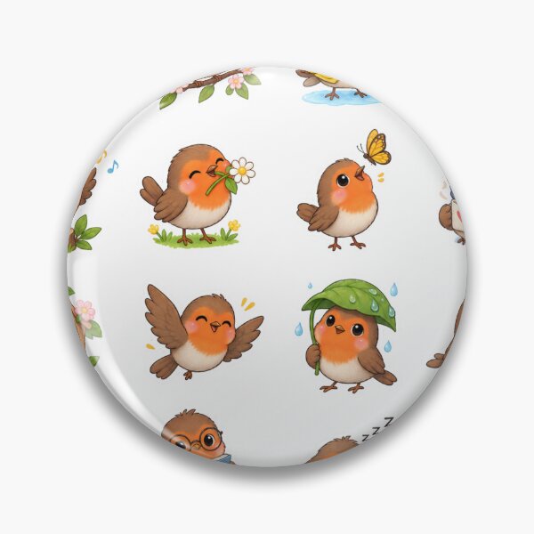 Item preview, Cute Kawaii Robin Bird Chibi Sticker Pack for Seasonal Crafts and Digital Journals designed and sold by Rehnair.