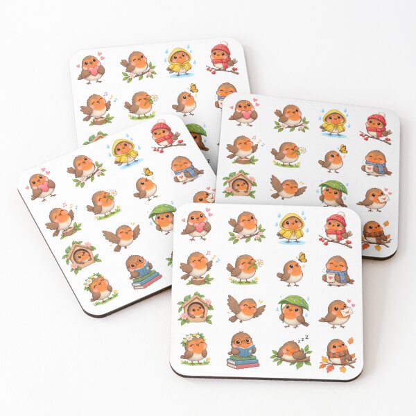 Item preview, Cute Kawaii Robin Bird Chibi Sticker Pack for Seasonal Crafts and Digital Journals designed and sold by Rehnair.
