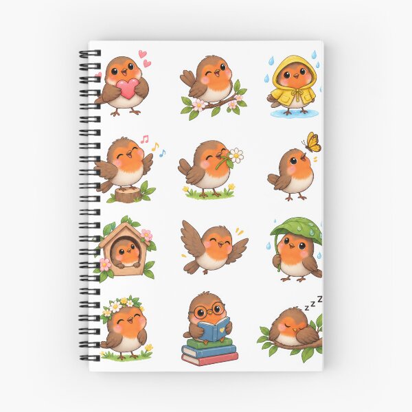 Item preview, Cute Kawaii Robin Bird Chibi Sticker Pack for Seasonal Crafts and Digital Journals designed and sold by Rehnair.