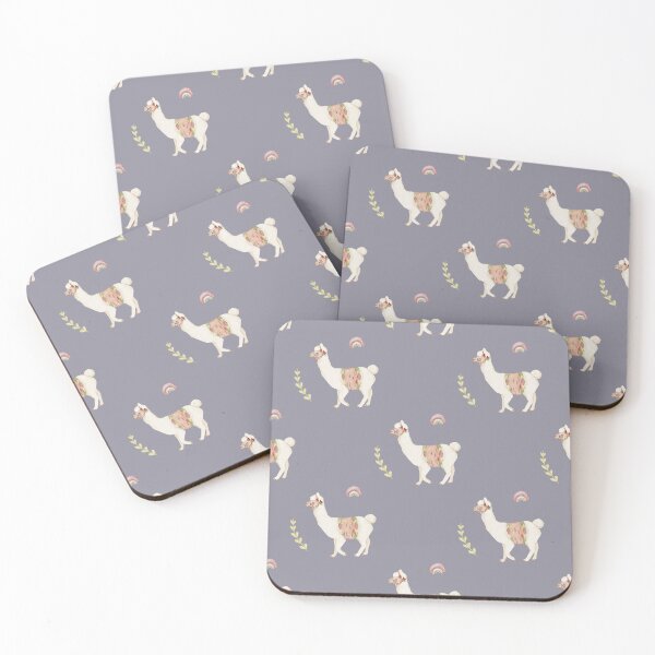 Item preview, Sweet Watercolor Llama with Pastel Rainbow Slate Purple Pattern designed and sold by svitlaarty.
