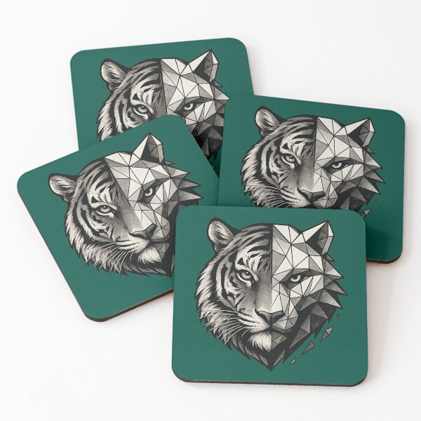 Item preview, Geometric Tiger Face Split Aesthetic designed and sold by MarCinu Art.