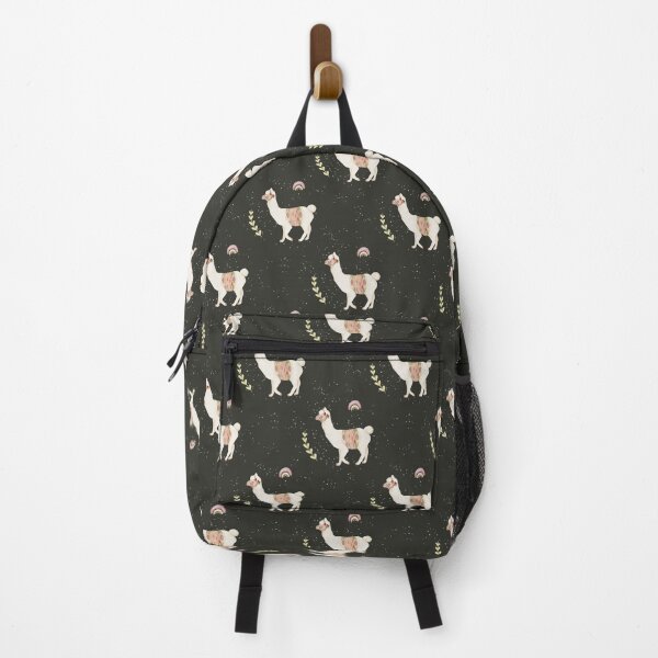 Item preview, Sweet Watercolor Llama with Pastel Rainbow Charcoal Black Pattern designed and sold by svitlaarty.