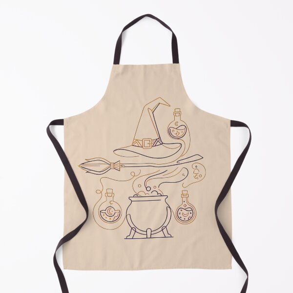 Item preview, Magical Witchcraft Line Art - Potion Cauldron & Broomstick designed and sold by TontikDesign.