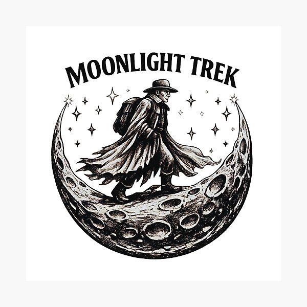Item preview, Moonlight Trek Vintage Engraving Moon Wanderer Graphic designed and sold by GabeMountainArt.