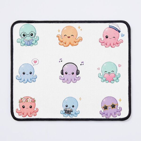 Item preview, Cute Kawaii Octopus Chibi Sticker Pack for Digital Journals and Ocean Crafts designed and sold by Rehnair.