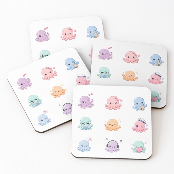 Item preview,  Cute Kawaii Octopus Chibi Sticker Pack for Digital Journals and Ocean Crafts designed and sold by Rehnair.