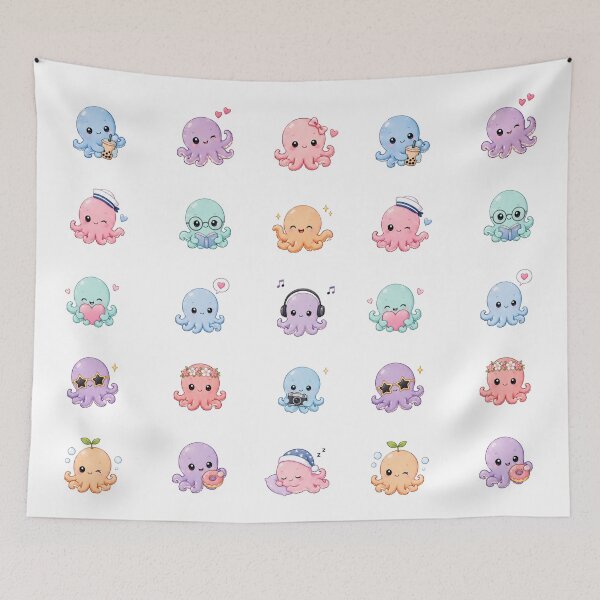 Item preview,  Cute Kawaii Octopus Chibi Sticker Pack for Digital Journals and Ocean Crafts designed and sold by Rehnair.