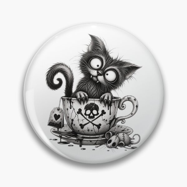 Item preview, Creepy Cat Tea – Gothic Halloween Cat designed and sold by UnglaublichGut.