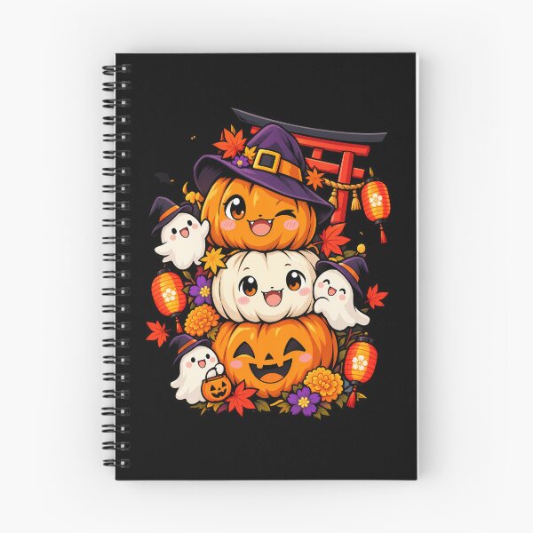 Item preview, Cute Japanese Halloween Pumpkin Stack With Friendly Ghosts designed and sold by Tong4130.