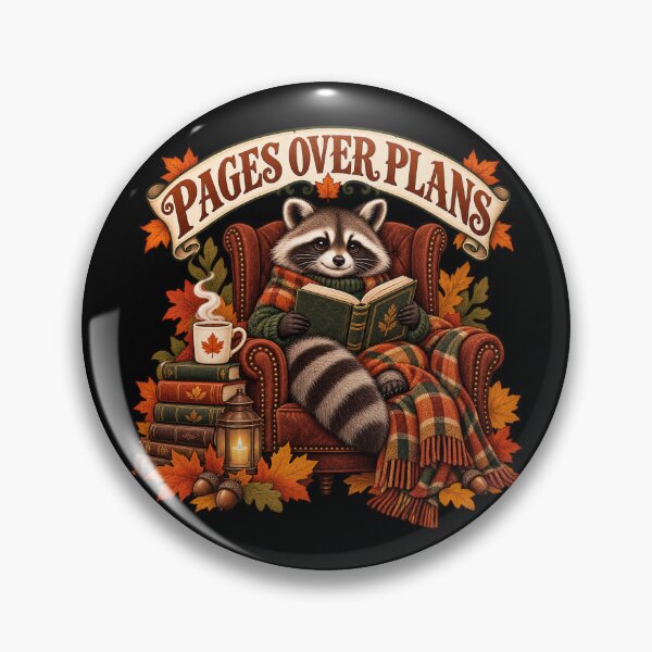 Item preview, Pages Over Plans – Cozy Raccoon Reading Book Lover designed and sold by lbenoraib.