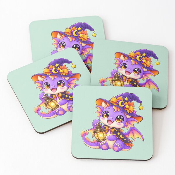 Item preview, Kawaii Baby Dragon with Lantern Sticker Art – Cute Chibi Halloween Print designed and sold by MagicMakerPh.