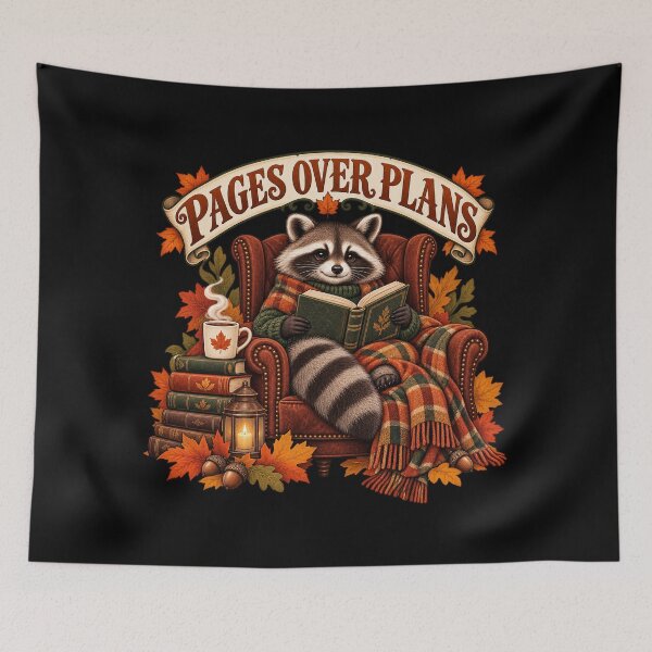 Item preview, Pages Over Plans – Cozy Raccoon Reading Book Lover designed and sold by lbenoraib.