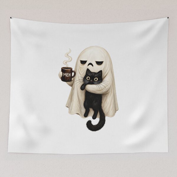 Item preview, halloween cat funny ghost designed and sold by Demodomodo.