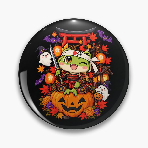 Item preview, Cute Frog Samurai Japanese Halloween Pumpkin Warrior designed and sold by Tong4130.