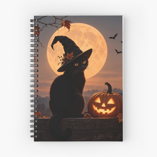 Item preview, Black cat with witch's hat and pumpkin designed and sold by Fotografin1981.