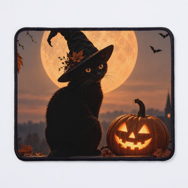 Item preview, Black cat with witch's hat and pumpkin designed and sold by Fotografin1981.