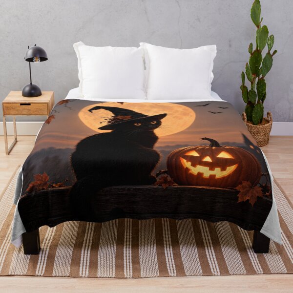 Item preview, Black cat with witch's hat and pumpkin designed and sold by Fotografin1981.