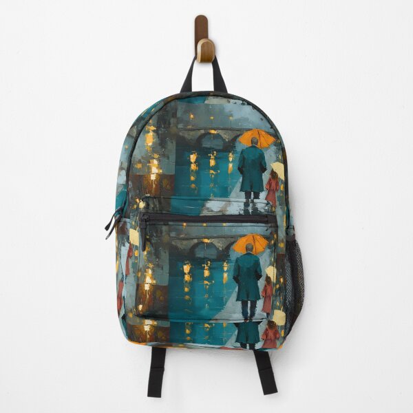 Item preview, Father Child Rainy Day Cityscape designed and sold by CheersTOGETHER.