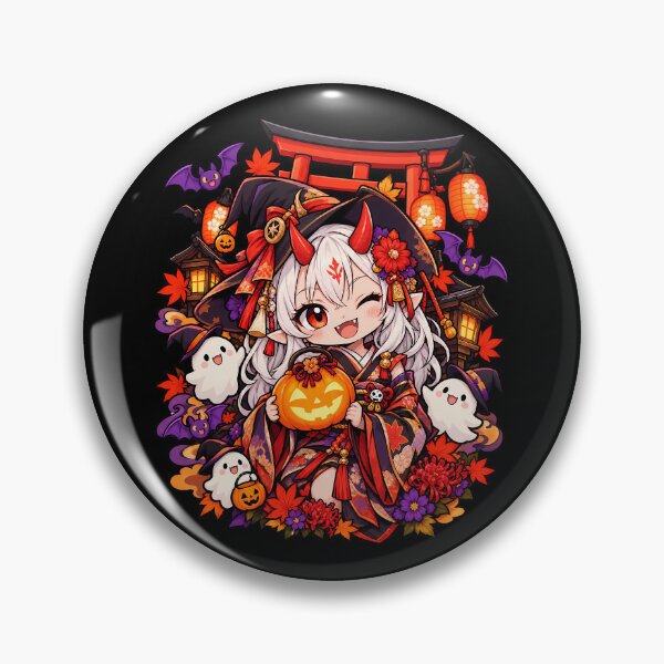 Item preview, Cute Oni Girl Witch Japanese Halloween Pumpkin Magic designed and sold by Tong4130.