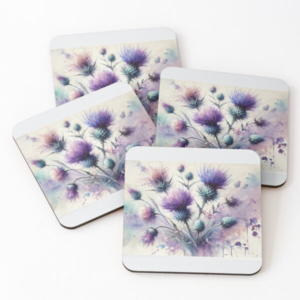 Item preview, Scottish Thistles – Purple Watercolour Scotland Floral Art designed and sold by Thistleinkart.